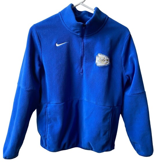 Nike Quarter Zip Mens Medium Fleece Blue Pullover Sweater Damaged - Picture 1 of 7